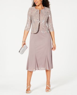 Sequined A-Line Midi Dress and Jacket ...